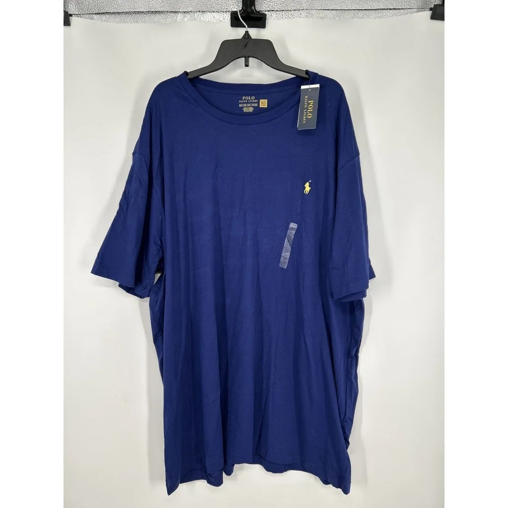 Polo Ralph Lauren T Shirt Men 4XLT Blue Embroidered Pony Logo Crew Neck Pullover